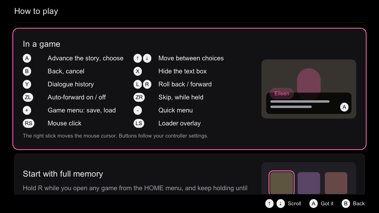 How to play: five cards, starting with the buttons in a game, from your current mapping.